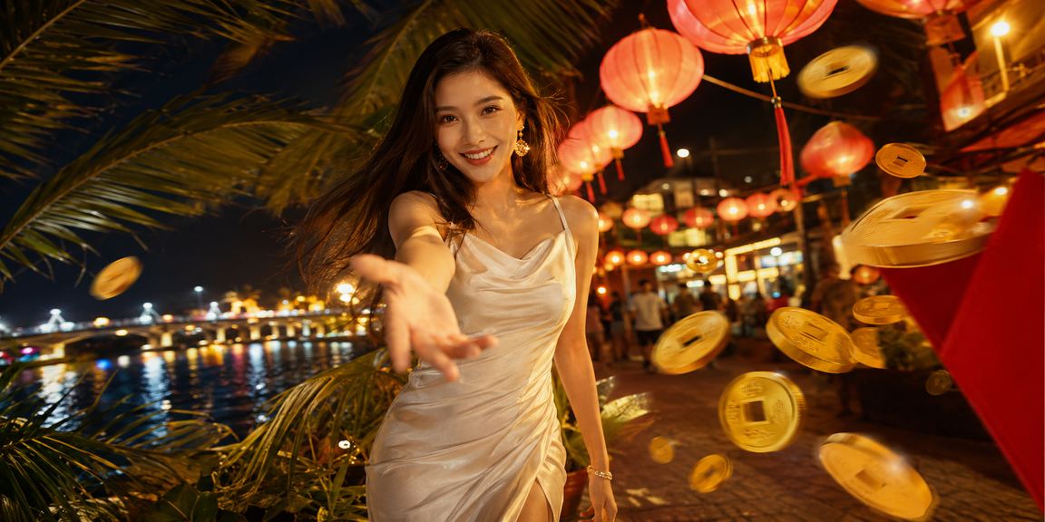 Người dùng nhận thưởng đỏ tại chợ đêm Mekong khi chơi ứng dụng trên điện thoại